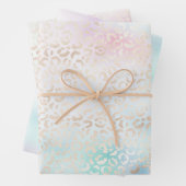 アクアガーリー赤面ピンク金ゴールドヒョウ印刷 ラッピングペーパーシート (インサイチュ)