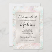 アクアガーリー赤面ピンク金ゴールドヒョウ印刷 招待状 (正面)