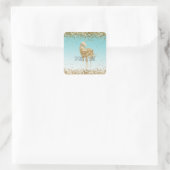 アクアガーリー金ゴールド紙吹雪グリッターユニコーン スクエアシール (バッグ)