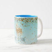 アクアガーリー金ゴールド紙吹雪グリッターユニコーン ツートーンマグカップ (正面右)