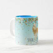 アクアガーリー金ゴールド紙吹雪グリッターユニコーン ツートーンマグカップ (正面左)