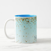 アクアガーリー金ゴールド紙吹雪グリッターユニコーン ツートーンマグカップ (左)