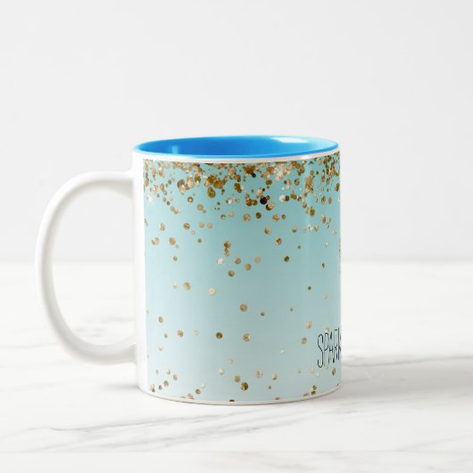 アクアガーリー金ゴールド紙吹雪グリッターユニコーン ツートーンマグカップ (左)