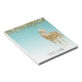アクアガーリー金ゴールド紙吹雪グリッターユニコーン ノートパッド (アングル)