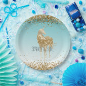 アクアガーリー金ゴールド紙吹雪グリッターユニコーン ペーパープレート (パーティー)
