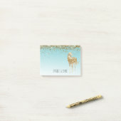 アクアガーリー金ゴールド紙吹雪グリッターユニコーン ポストイット (デスク上)