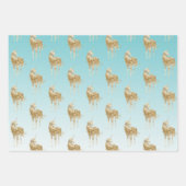 アクアガーリー金ゴールド紙吹雪グリッターユニコーン ラッピングペーパーシート (正面)