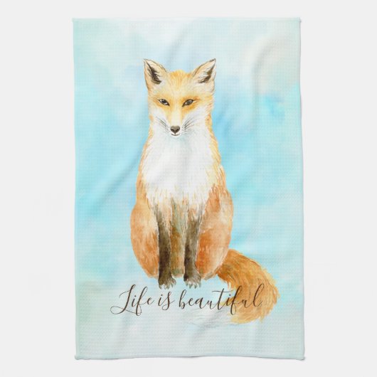 アクアキツネ             キッチンタオル (縦)