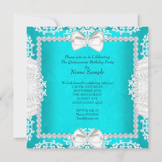 アクアキンセアニェラ15thバースデーパーティーハイヒール 招待状 (裏面)