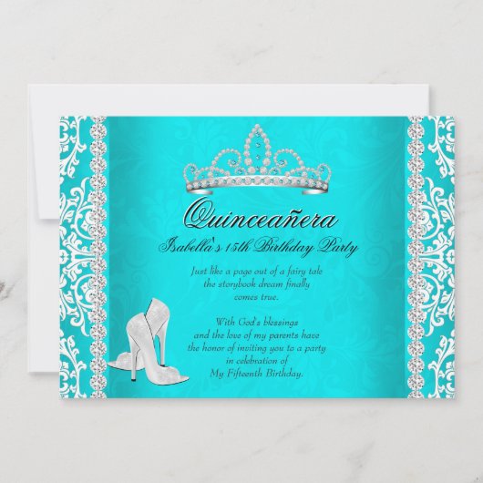 アクアキンセアニェラ15th誕生日ティアラハイヒール 招待状 (正面)
