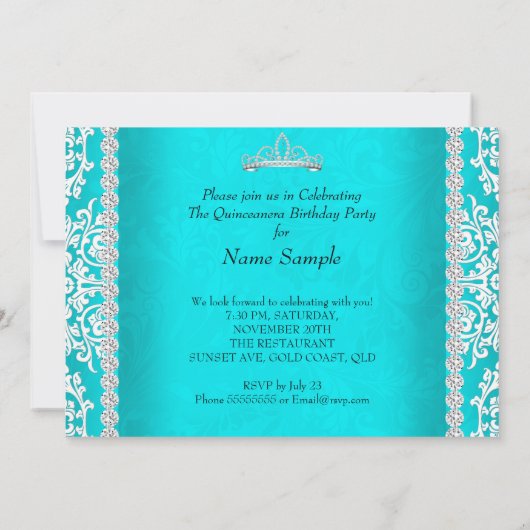 アクアキンセアニェラ15th誕生日ティアラハイヒール 招待状 (裏面)