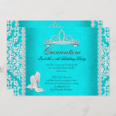 アクアキンセアニェラ15th誕生日ティアラハイヒール 招待状 (正面/裏面)