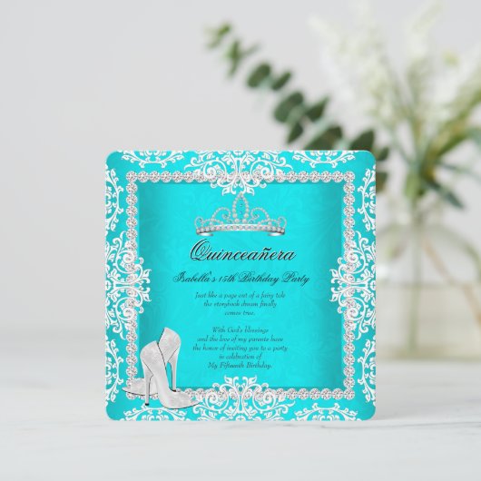 アクアキンセアニェラ15th誕生日ティアラハイヒール 招待状 (スタンド正面)