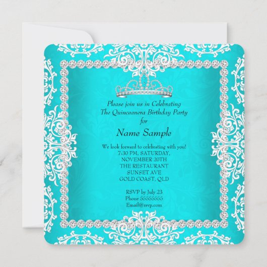 アクアキンセアニェラ15th誕生日ティアラハイヒール 招待状 (裏面)