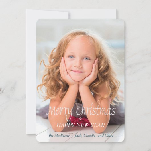 アクアギフトパターン写真テンプレートクリスマス シーズンカード (正面)