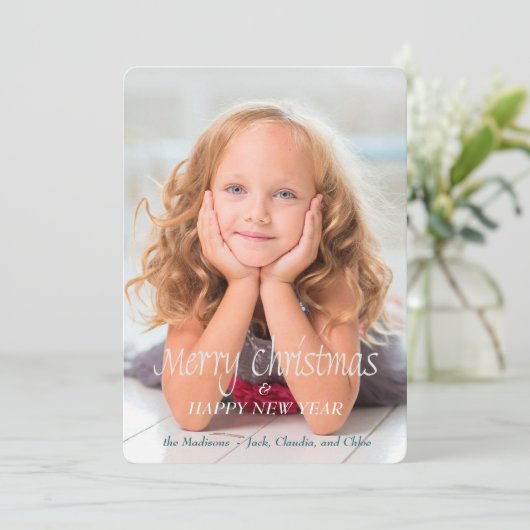 アクアギフトパターン写真テンプレートクリスマス シーズンカード (スタンド正面)