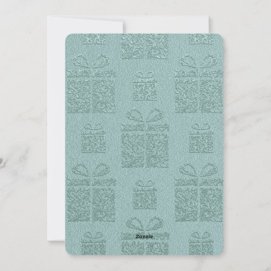 アクアギフトパターン写真テンプレートクリスマス シーズンカード (裏面)