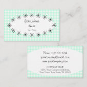 アクアギンガムチェック楕円名刺 名刺 (正面/裏面)