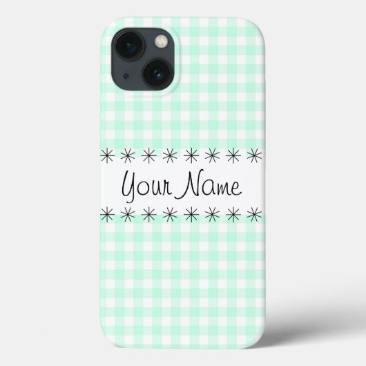 アクアギンガムチェック「名前」iPadケース Case-Mate iPhoneケース (裏面)