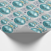 アクアクリスマスオーナメントホリデイ ラッピングペーパー (角)