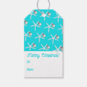 アクアクリスマスギフトタグヒトデとオーナメント ギフトタグ (正面)