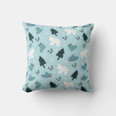 アクアクリスマスツリー、ボート、ベアーズ装飾用クッション クッション (正面)