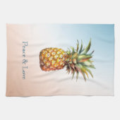 アクアクリームハッピートロピカルパイナップル キッチンタオル (横)