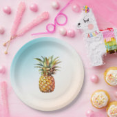 アクアクリームハッピートロピカルパイナップル ペーパープレート (パーティー)