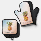 アクアクリームハッピートロピカルパイナップル 鍋つかみ&鍋敷きセット (正面/裏面)