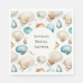 アクアクリームビーチシェルブライダルシャワー スタンダードランチョンナプキン (正面)