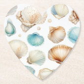 アクアクリームビーチシェルブライダルシャワー ペーパーコースター (正面)