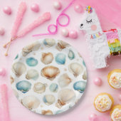 アクアクリームビーチシェルブライダルシャワー ペーパープレート (パーティー)