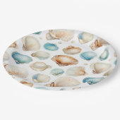 アクアクリームビーチシェルブライダルシャワー ペーパープレート (アングル)