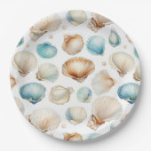 アクアクリームビーチシェルブライダルシャワー ペーパープレート (正面)
