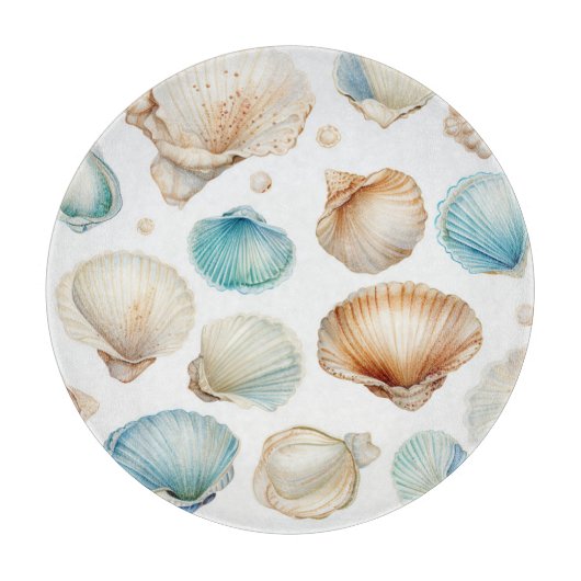 アクアクリームビーチシェル ブライダルシャワー カッティングボード (正面)