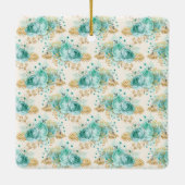 アクアクリーム金ゴールドフローラブラックモノグラム セラミックオーナメント (裏面)