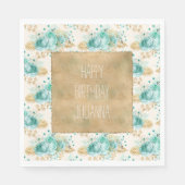 アクアクリーム金ゴールドフローラ スタンダードランチョンナプキン (正面)