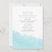 アクアクールブルーウェーブスプラッシュビーチブライダルシャワー 招待状 (正面)