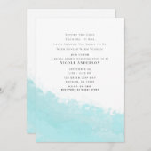 アクアクールブルーウェーブスプラッシュビーチブライダルシャワー 招待状 (正面/裏面)