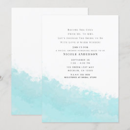 アクアクールブルーウェーブスプラッシュビーチブライダルシャワー 招待状