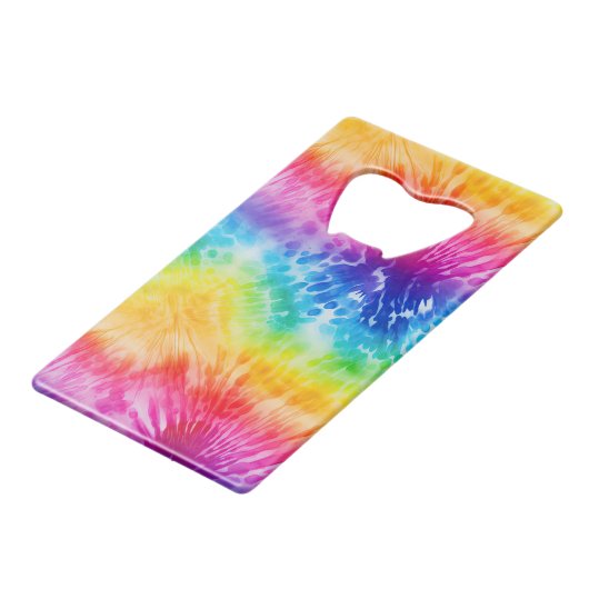 アクアクールレッドブルーイエローオレンジ絞り染め クレジットカード栓抜き (裏面アングル)