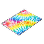 アクアクールレッドブルーイエローオレンジ絞り染め ノートブック (左側)