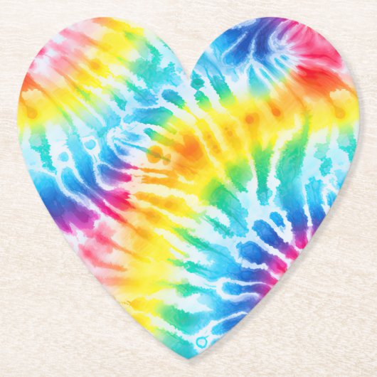 アクアクールレッドブルーイエローオレンジ絞り染め ペーパーコースター (正面)