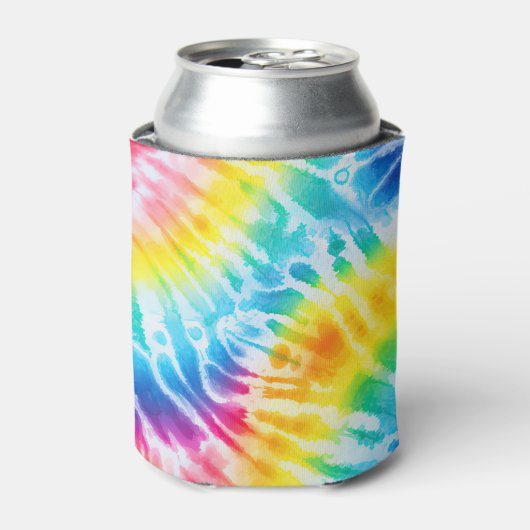 アクアクールレッドブルーイエローオレンジ絞り染め 缶クーラー (缶正面)