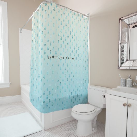 アクアグガーリーラムトロピカルパイナップルグラデーションズ シャワーカーテン (インサイチュ)