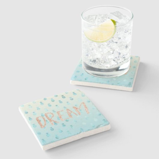 アクアグガーリーラムトロピカルパイナップルピンクドリーム ストーンコースター (横)