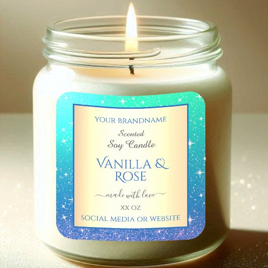 アクアグラデーショングリッター製品包装ラベルスター スクエアシール