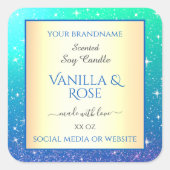 アクアグラデーショングリッター製品包装ラベルスター スクエアシール (正面)