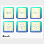 アクアグラデーショングリッター製品包装ラベルスター スクエアシール (シート)