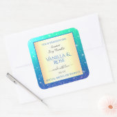 アクアグラデーショングリッター製品包装ラベルスター スクエアシール (封筒)